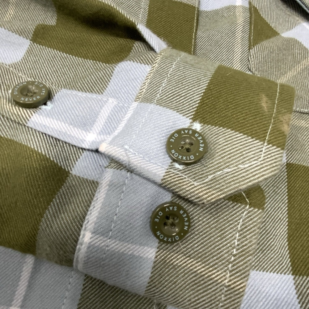 DIXXON Flannel Shirt Womens Medium Green Plaid Astoria Form Function Long Sleeve - Picture 6 of 14